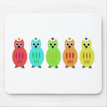Owl Lined Up Mouse Pad mousepads