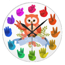 Owl love ASL Sign language rainbow  customizable Clocks at  Zazzle