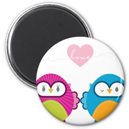OWL LOVE :: bright girl + boy zazzle_magnet