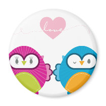 OWL LOVE :: bright girl + boy magnets by simplysweetart OWL LOVE :: bright girl + boy magnets
