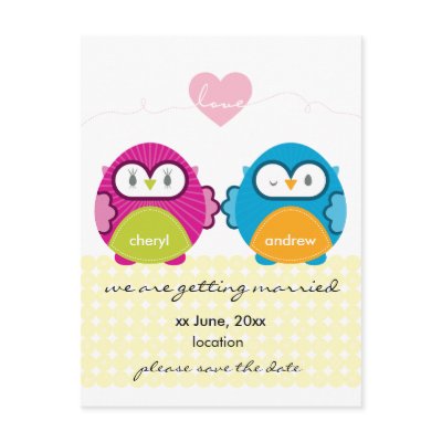 OWL LOVE :: bright girl + boy Postcard by simplysweetart