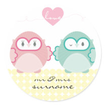 OWL LOVE :: bright girl + boy stickers by simplysweetart OWL LOVE :: bright girl + boy stickers