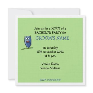 Owl Love green Bachelor Party Invitation invitation