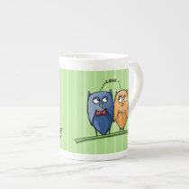 Owl Love green Bone China Mug mugs