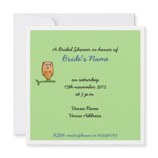 Owl Love green Bridal Shower Invitation invitation