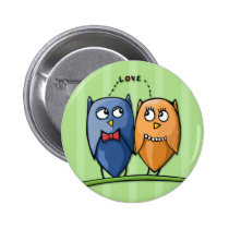 Owl Love green Button buttons