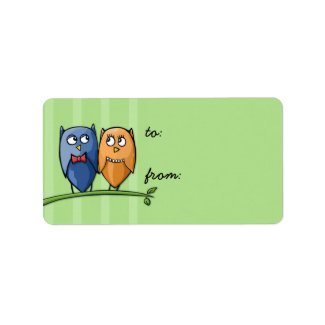 Owl Love green Gift Tag label