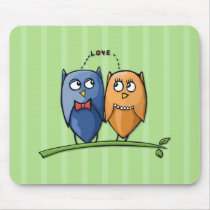 Owl Love green Mousepad mousepads