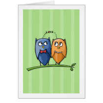 Owl Love green Note Card cards