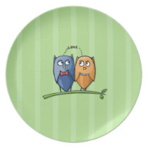Owl Love green Plate plates