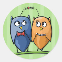 Owl Love green Round Sticker