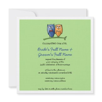 Owl Love green Wedding Invitation invitation