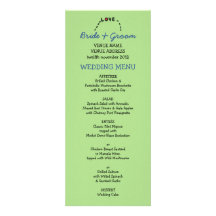 Owl Love green Wedding Menu Custom Announcements