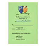 Owl Love green Wedding RSVP Card Custom Announcements