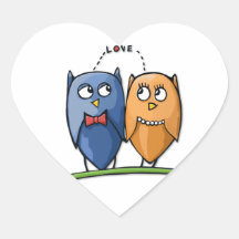 Owl Love Heart Sticker