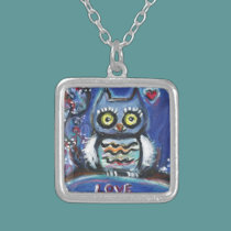 Owl love hearts necklaces