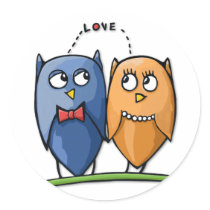 Owl Love Round Sticker stickers