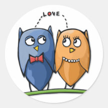 Owl Love Round Sticker