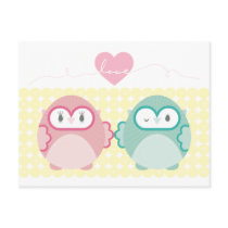 OWL LOVE :: soft girl + boy postcards