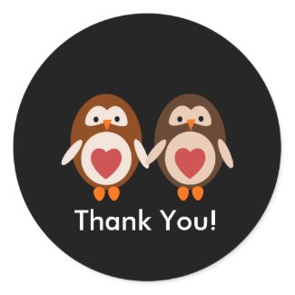 Owl love thank you sticker for card
