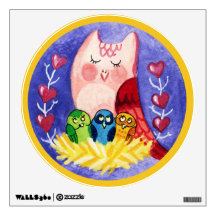 Owl mother of triplets wall decals