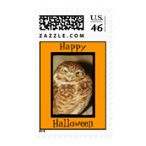 Owl of a Good Time Halloween Orange Postage
