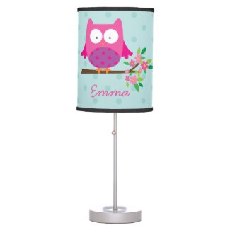 Owl on a Branch Personalized Table Lamp for Girl