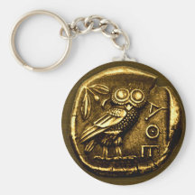 Owl on ancient greek coin key chain