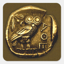 Owl on ancient greek coin sticker