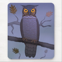 Owl on Branch mousepads