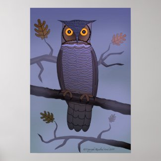 Owl on Branch Poster print