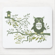 Owl ~ Owl Sitting On Tree Branch Mousepad