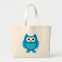 Owl Owls Bird Birds Blue Cute Cartoon Animal Tote Bags