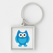 Owl Owls Bird Birds Blue Cute Cartoon Animal Key Chains