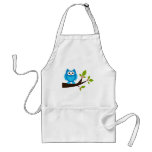 Owl Owls Bird Birds Blue Cute Tree Cartoon Animal Aprons