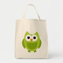 Owl Owls Bird Birds Green Cute Cartoon Animal Canvas Bags