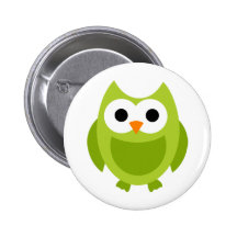 Owl Owls Bird Birds Green Cute Cartoon Animal Pinback Button