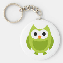 Owl Owls Bird Birds Green Cute Cartoon Animal Key Chain