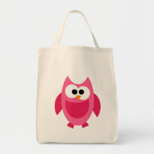 Owl Owls Bird Birds Pink Colorful Cute Cartoon Canvas Bags