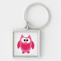 Owl Owls Bird Birds Pink Colorful Cute Cartoon Key Chains