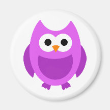 Owl Owls Bird Birds Purple Cute Cartoon Animal Fridge Magnet