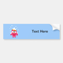 Owl Owls Bird Pink Snow Winter Hat Colorful Cute Bumper Sticker