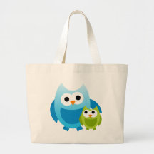 Owl Owls Birds Mom Baby Love Happy Cute Cartoon Canvas Bags