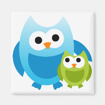Owl Owls Birds Mom Baby Love Happy Cute Cartoon Fridge Magnets