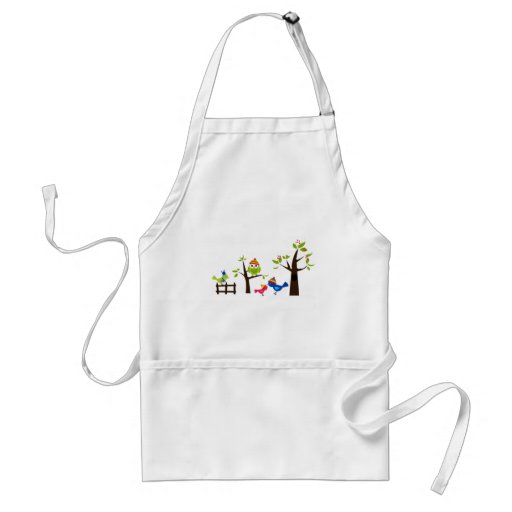 Owl Owls Birds Winter Snow Cute Tree Cartoon Apron