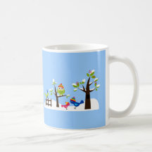Owl Owls Birds Winter Snow Cute Tree Cartoon Coffee Mug