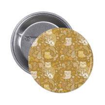 Owl paisley beige pattern button