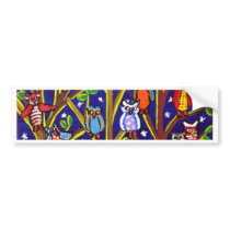 Owl Party Whimsical Folk Art Bumper Stickers