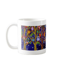 Owl Party Whimsical Folk Art Mug