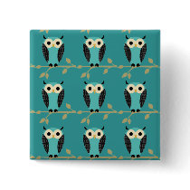 Owl Pattern Pinback Button